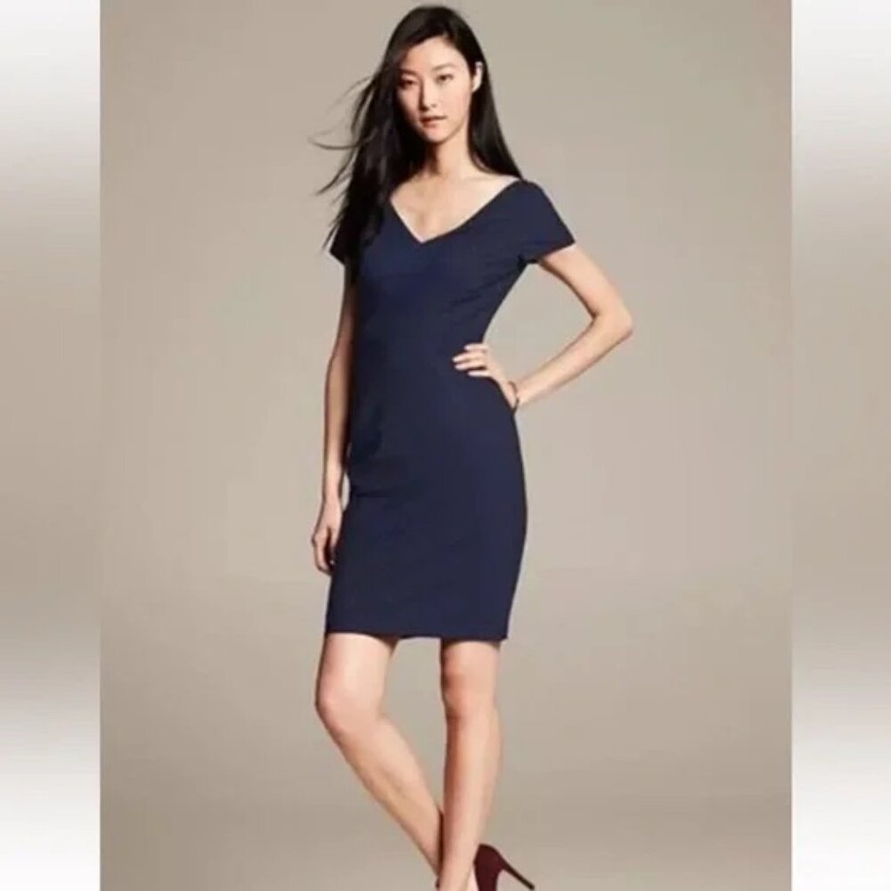 Banana Republic Chic Navy Wool Work Suiting Dress